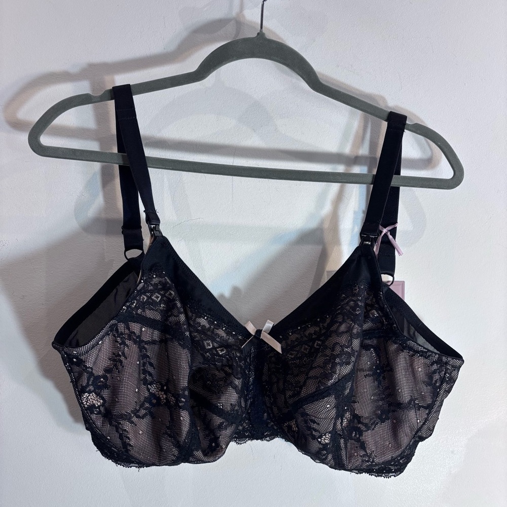 PANACHE Sz 40FF Sophie Black Nude Lace Nursing Bra NEW WITH TAG
